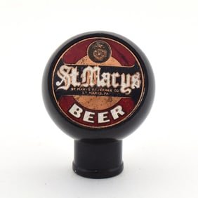 St Mary's Beer 1930s Enameled Ball Tap Knob BLACK