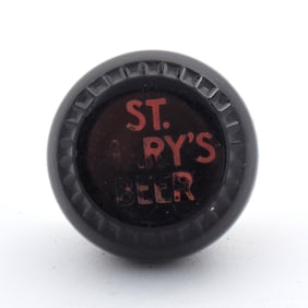 St Mary's Beer 1930s Newman Faucet Style Tap Knob SHORTER TYPE BLACK GLASS