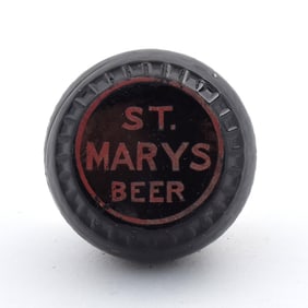 St Mary's Beer 1930s Newman Faucet Style Tap Knob TALLER TYPE BLACK GLASS