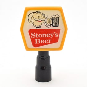 Stoneys Beer 1950s 2-Sided Tap Handle YELLOW-BLACK