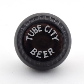 Tube City Beer 1930s Newman Faucet Style Tap Knob BLACK GLASS LIKE NEW