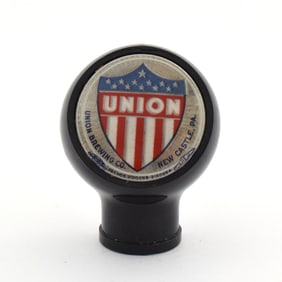 Union 1930s Ball Tap Knob STARS STRIPES SHIELD LOGO Textured Bkgrd Vrtn RARE