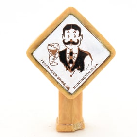 West Virginia Beer Fesenmeier 1940s 2-Sided Figural Enameled Tap Handle