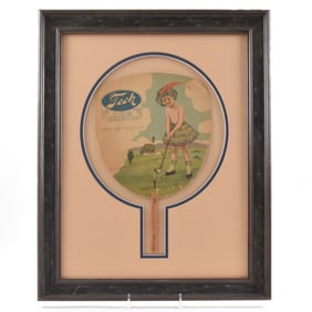 Tech Ice Cream Prohibition Era Cardboard Fan POLLY T GOLF RARE