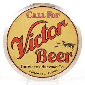 Victor Beer 1930s Leyse Aluminum Sign RARE SHARP