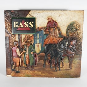 Bass 3D Relief Plaster Pub Sign RARE OUTSTANDING