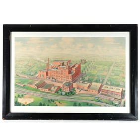 Du Bois Brewing EXTRA LARGE Watercolor Factory Scene Sign RARE