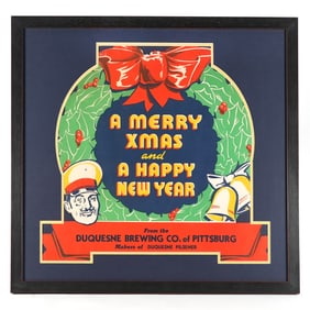 Duquesne Merry Xmas Happy New Year Wreath Diecut Sign