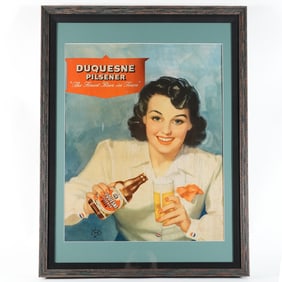 Duquesne Woman Pouring a Beer