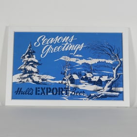 Hulls Export Beer Seasons Greetings Winter Scene Sign MINTY