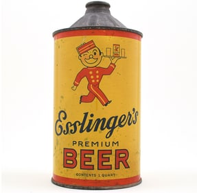 Esslingers Beer Quart Cone Top FLAT TOP ON TRAY 208-14