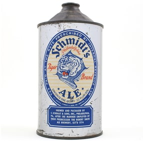 Schmidts Cream Ale Quart Cone Top PHILA IN ARC 218-15 TIGER