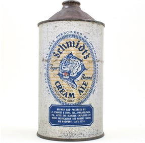 Schmidts Cream Ale Quart Cone Top SILVER 218-18 TIGER