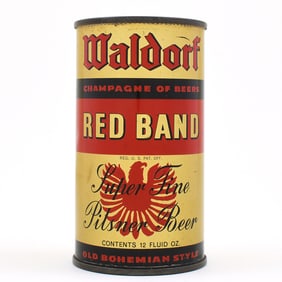 Waldorf Red Band Beer Instructional Flat Top 144-4 OI 859 EXCELLENT