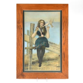 Bowler Bros Pre-Pro Nautical Scene Pretty Lady Chromolithograph RARE