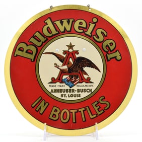 Budweiser In Bottles 1930s Tin Easel Sign SCARCE SHARP