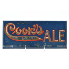 Cooks Ale 1930s Tin-Over-Cardboard Sign