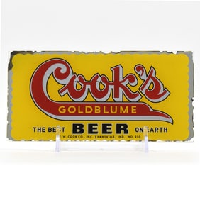 Cooks Goldblume Beer 1940s Reverse Painted Glass Sign