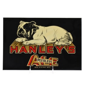 Hanleys Ale 1940s Tin-Over-Cardboard Sign OUTSTANDING