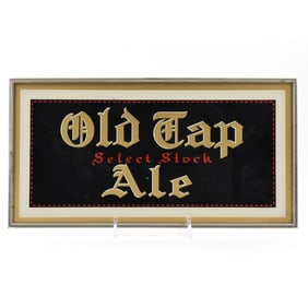 Old Tap Ale 1940s Reverse Painted Glass Sign SCARCE