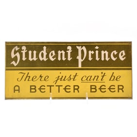 Student Prince Beer 1930s Tin-Over-Cardboard Sign