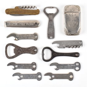 Indianapolis Brewing Pre-Pro Match Safe Pocket Knife and 10 Openers Lot of 12 Items
