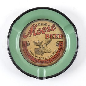 Moose Beer 1930s Glass Face Ash Tray