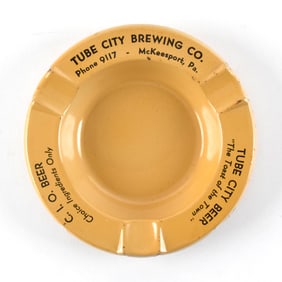 Tube City Beer 1950s Metal Ash Tray