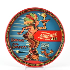 Narragansett Lager-Ale 1940s Serving Tray SEUSS CHIEF GANSETT