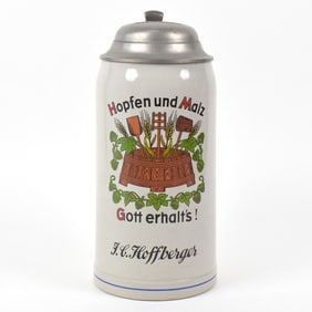 National Brewing Co Pres Personalized 2-Liter Stein J C HOFFBERGER 1969
