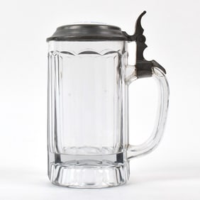 Pabst Blue Ribbon Beer Pre-Prohibition Pewter-Ceramic Lidded Tankard
