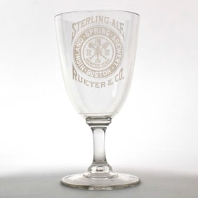 Sterling Ale Pre-Prohibition Etched Stem Glass