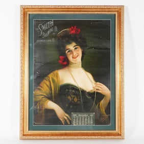 Smith Brewing Youngstown Pretty Woman 1908 Calendar Chromolithograph RARE