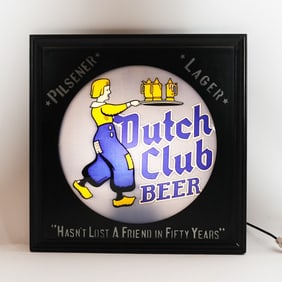 Dutch Club Beer Glass Ad Panel in Custom Frame RARE