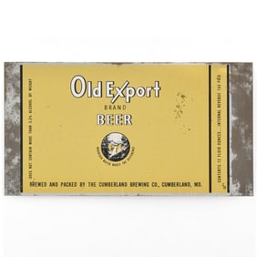 Old Export Beer Unrolled Cone Top Sheet IRTP WITH ALC STATEMENT 176-11