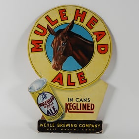 Wehle Mule Head In Keglined Cans Diecut Cardboard Sign