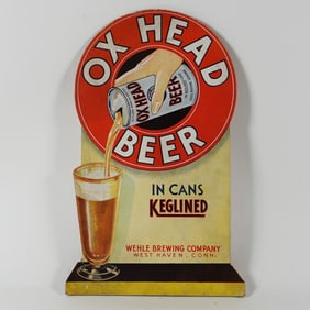 Wehle Ox Head Beer In Keglined Cans Diecut Cardboard Sign