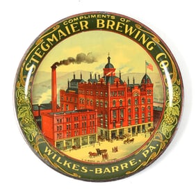 Stegmaier Brewing Co Pre-Prohibition Factory Scene Tip Tray