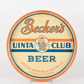 Beckers Uinta Club Beer 1930s Serving Tray
