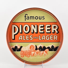 Pioneer Ales and Lager 1930s Serving Tray GREEN ORANGE