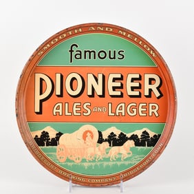 Pioneer Ales and Lager 1930s Serving Tray GREEN RED