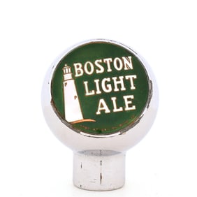 Boston Light Ale 1940s 2-Sided Enameled Chrome Ball Tap Knob RARE