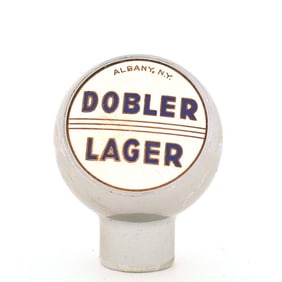 Dobler Lager 1950s 2-Sided Enameled Chrome Ball Tap Knob