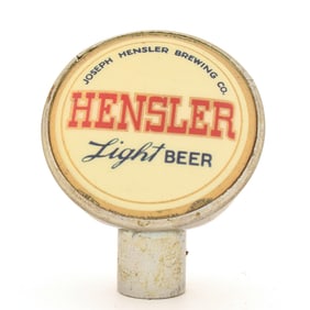 Hensler Light Beer 2-Sided 1950s Chrome Tap Knob