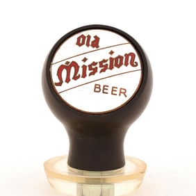 Old Mission Beer 1940s Enameled Ball Tap Knob Scarce