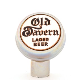 Old Tavern Lager Beer 1940s Enameled Chrome Ball Tap Knob