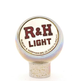 R and H Light 1940s Enameled Chrome Ball Tap Knob