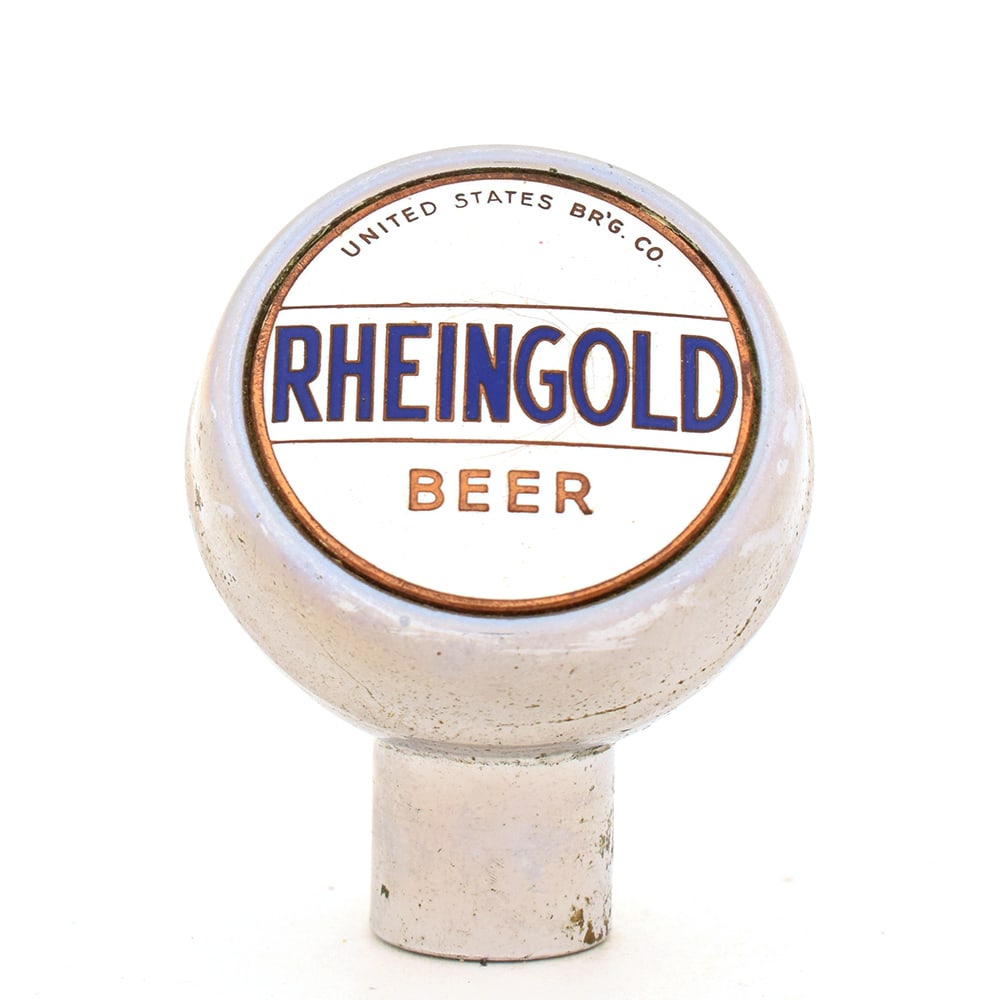 Rheingold Beer 1940s Enameled Chrome Ball Tap Knob (1 of 4)