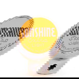 Sunshine Extra Light 1940s 2-Sided Chrome Ball Tap Knob: Business Name: Barbeys Inc., Reading, Pennsylvania Manufacturer/Plant: Robbins Attleboro Mass. Dat