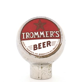 Trommers Beer 1940s 2-Sided Chrome Ball Tap Knob